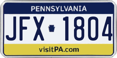 PA license plate JFX1804