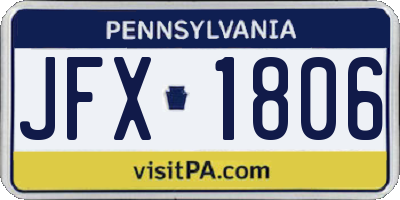 PA license plate JFX1806