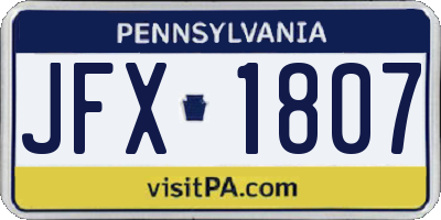 PA license plate JFX1807