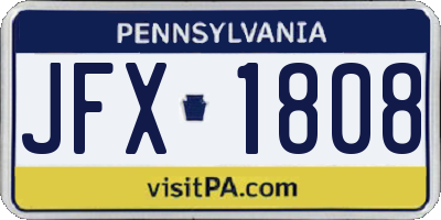 PA license plate JFX1808