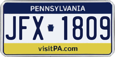 PA license plate JFX1809
