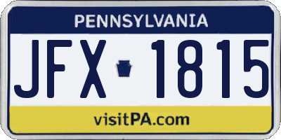 PA license plate JFX1815