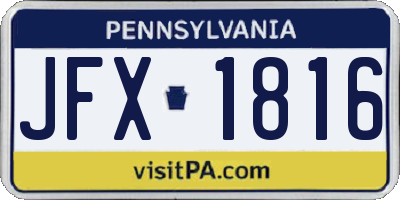 PA license plate JFX1816