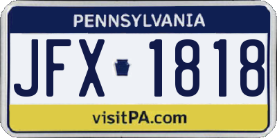 PA license plate JFX1818