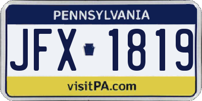 PA license plate JFX1819