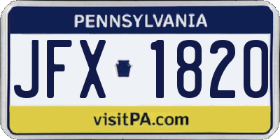 PA license plate JFX1820
