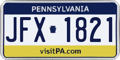 PA license plate JFX1821