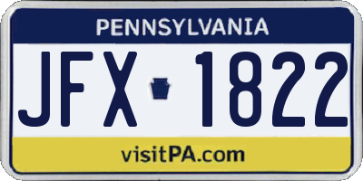 PA license plate JFX1822