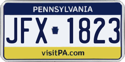PA license plate JFX1823