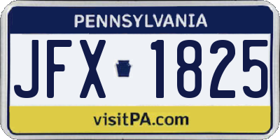 PA license plate JFX1825
