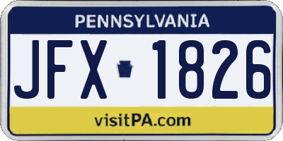 PA license plate JFX1826