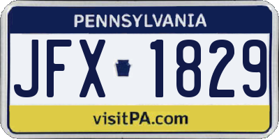 PA license plate JFX1829