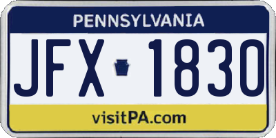 PA license plate JFX1830