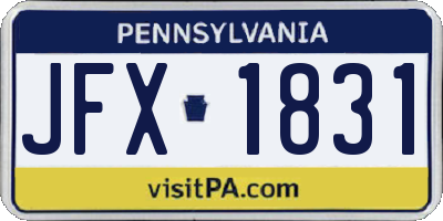 PA license plate JFX1831