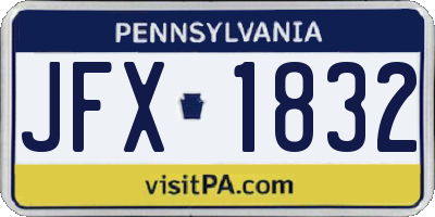PA license plate JFX1832