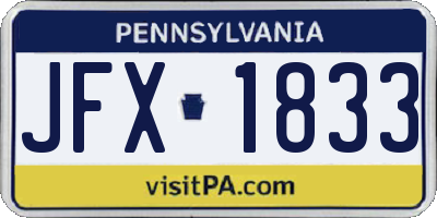 PA license plate JFX1833