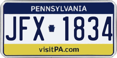 PA license plate JFX1834