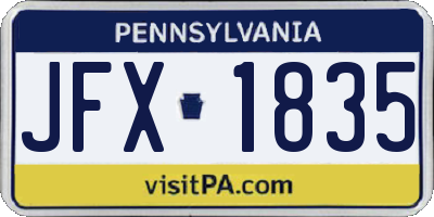 PA license plate JFX1835