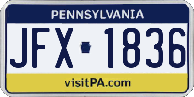 PA license plate JFX1836