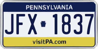 PA license plate JFX1837