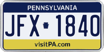 PA license plate JFX1840