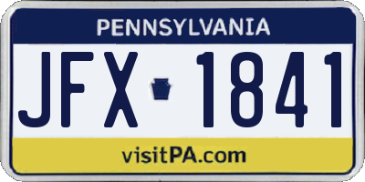 PA license plate JFX1841