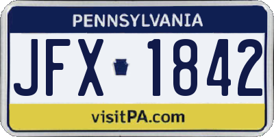 PA license plate JFX1842