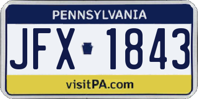PA license plate JFX1843