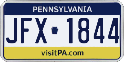 PA license plate JFX1844