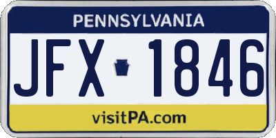 PA license plate JFX1846