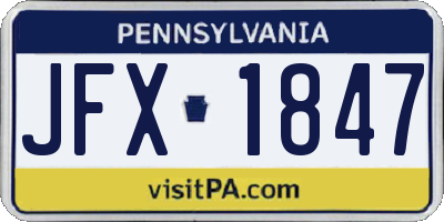 PA license plate JFX1847