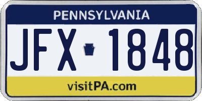 PA license plate JFX1848