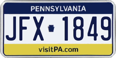 PA license plate JFX1849