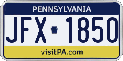 PA license plate JFX1850
