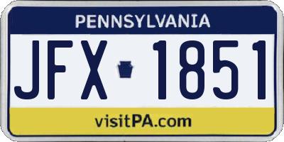 PA license plate JFX1851