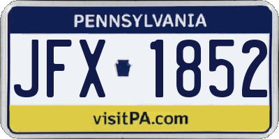 PA license plate JFX1852