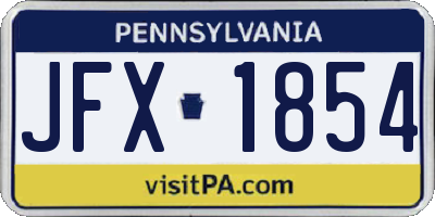PA license plate JFX1854
