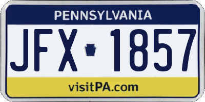 PA license plate JFX1857