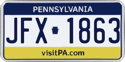 PA license plate JFX1863