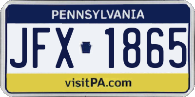 PA license plate JFX1865
