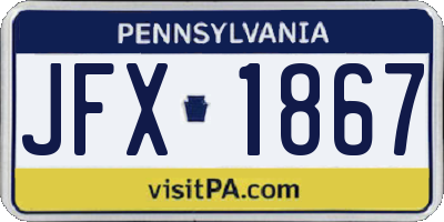 PA license plate JFX1867