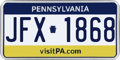 PA license plate JFX1868