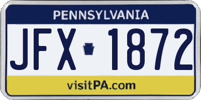 PA license plate JFX1872