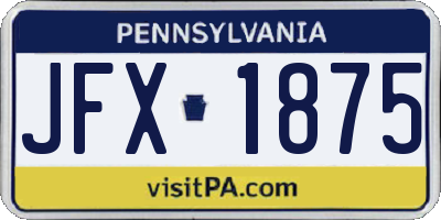PA license plate JFX1875
