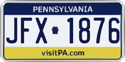 PA license plate JFX1876