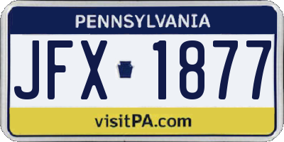 PA license plate JFX1877