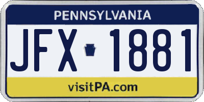 PA license plate JFX1881