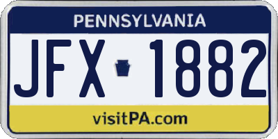 PA license plate JFX1882