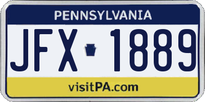 PA license plate JFX1889