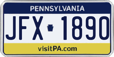 PA license plate JFX1890